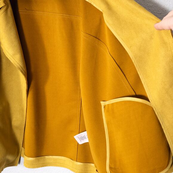 Philosophy Faux Suede Moto Jacket Mustard Yellow Large Modern Classic - Picture 6 of 8